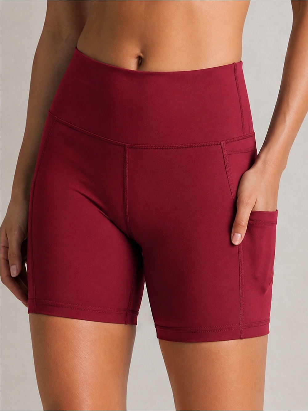 High-Waist Red Performance Bike Shorts with Side Pocket New in package Size L